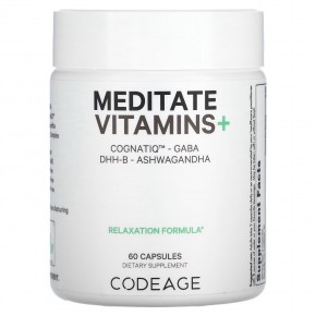 Codeage, Meditate Vitamins+, CognatiQ, витамины с ГАМК, DHH-B и ашвагандой, 60 капсул в Москве - eco-herb.ru | фото