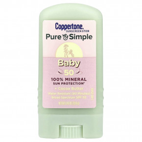 Coppertone, Baby, Pure & Simple, солнцезащитный стик, SPF 50, 13,9 г (0,49 унции) - описание | фото
