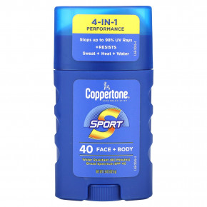 Coppertone, Солнцезащитный стик, Sport, 4-в-1, для лица и тела, SPF 40, 42,5 г (1,5 унции) в Москве - eco-herb.ru | фото