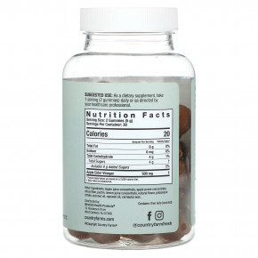 Country Farms, Жевательные мармеладки с яблочным уксусом, настоящее яблоко, 60 жевательных мармеладок (250 мг в 1 жевательной мармеладке) в Москве - eco-herb.ru | фото