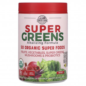 Country Farms, Super Greens, подщелачивающая формула, ягоды, 300 г (10,6 унции) - описание