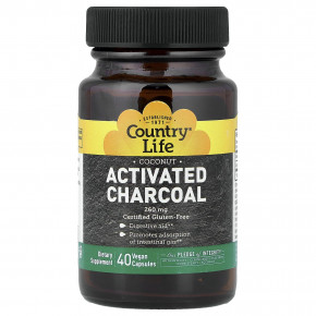 Country Life, активированный уголь, кокос, 40 веганских капсул (260 мг в 1 капсуле) в Москве - eco-herb.ru | изображение Country Life, активированный уголь, кокос, 40 веганских капсул (260 мг в 1 капсуле) в Москве - eco-herb.ru | фото