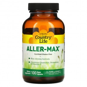 Country Life, Aller-Max, с кверцетином, бромелаином и витамином С, 100 вегетарианских капсул - описание