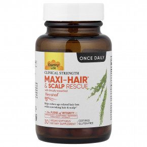 Country Life, Maxi-Hair® и Scalp Rescue, клинически подтвержденная эффективность, 30 веганских капсул в Москве - eco-herb.ru | фото