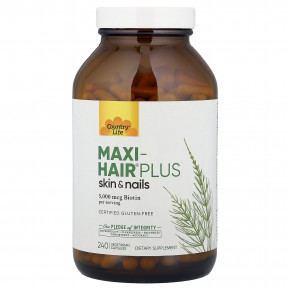 Country Life, Maxi-Hair® Plus, 240 вегетарианских капсул - описание | фото