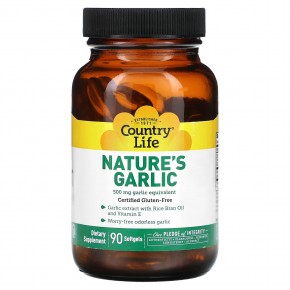 Country Life, Nature's Garlic, 500 мг, 90 мягких таблеток в Москве - eco-herb.ru | фото