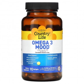 Country Life, Omega 3 Mood, натуральный ароматизатор со вкусом лимона, 90 мягких желатиновых капсул в Москве - eco-herb.ru | фото