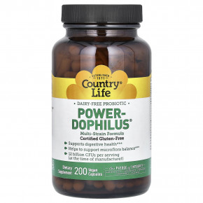 Country Life, Power-Dophilus, 200 веганских капсул - описание