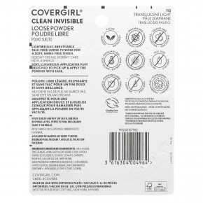 Covergirl, Clean Invisive, рассыпчатая пудра, оттенок 110 полупрозрачный светлый, 18 г (0,63 унции) в Москве - eco-herb.ru | фото