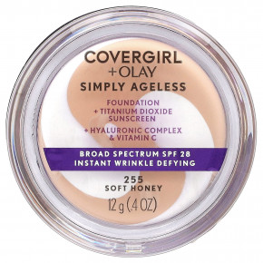 Covergirl, Olay Simply Ageless, тональная основа, SPF 28, мягкий мед 255, 12 г (0,4 унции) - описание | фото