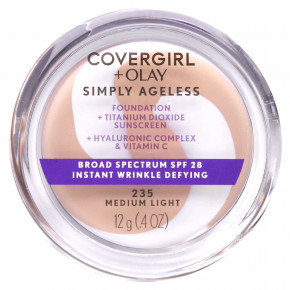 Covergirl, Olay Simply Ageless, тональная основа, SPF 28, средний светлый 235, 12 г (0,4 унции) - описание