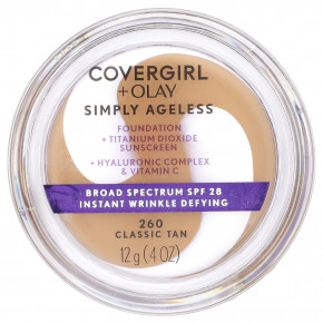 Covergirl, Olay Simply Ageless, тональный крем для лица, SPF 28, оттенок 260 для классического загара, 12 г (0,4 унции) - описание