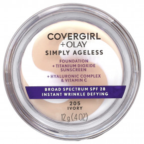 Covergirl, Olay Simply Ageless, тональный крем, SPF 28, оттенок 205 слоновая кость, 12 г (0,4 унции) - описание