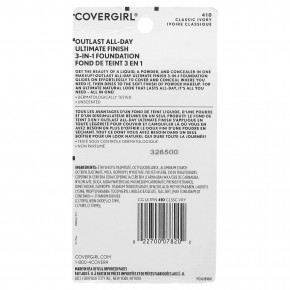 Covergirl, Outlast All-Day Ultimate Финиш, тональный крем 3 в 1, оттенок 410 классическая слоновая кость, 11 г (0,4 унции) в Москве - eco-herb.ru | фото