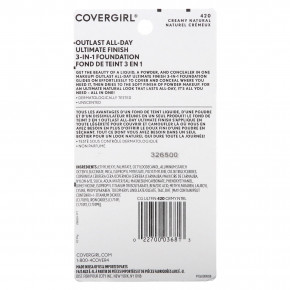 Covergirl, Outlast All-Day Ultimate Финиш, тональный крем 3 в 1, оттенок 420 Creamy Natural, 11 г (0,4 унции) в Москве - eco-herb.ru | фото