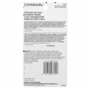 Covergirl, Outlast All-Day Ultimate Финиш, тональный крем 3 в 1, оттенок 440 натуральный бежевый, 11 г (0,4 унции) в Москве - eco-herb.ru | фото
