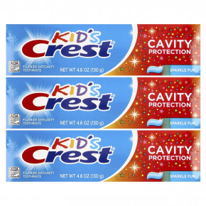 Crest, для детей, зубная паста против кариеса с фтором, с блестками, 3 шт. в упаковке, 130 г (4,6 унции) в Москве - eco-herb.ru | фото