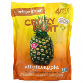 Crispy Green, Crispy Fruit, полностью ананасовый продукт, 4 пакетика по 18 г (0,63 унции) - описание