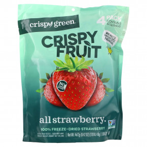 Crispy Green, Crispy Fruit, со вкусом клубники, 4 пакетика по 12 г (0,42 унции) - описание