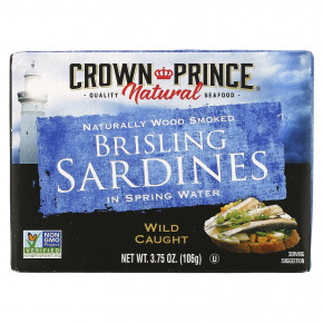 Crown Prince Natural, Brisling Sardines, в родниковой воде, 106 г (3,75 унции) - описание