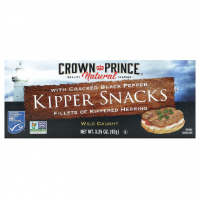 Crown Prince Natural, Kipper Snacks с треснутым черным перцем, 92 г (3,25 унции) - описание