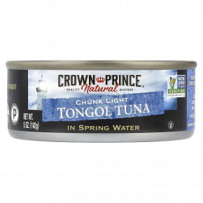 Crown Prince Natural, Tongol Tuna, легкие кусочки, в родниковой воде, 142 г (5 унций) - описание | фото