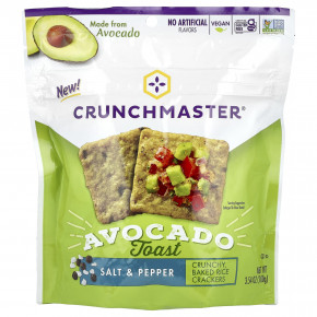 Crunchmaster, Avocado Toast, хрустящие рисовые крекеры, соль и перец, 100 г (3,54 унции) - описание