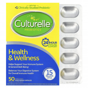 Culturelle, пробиотики, Health & Wellness, для здоровья и хорошего самочувствия, 50 вегетарианских капсул - описание | фото