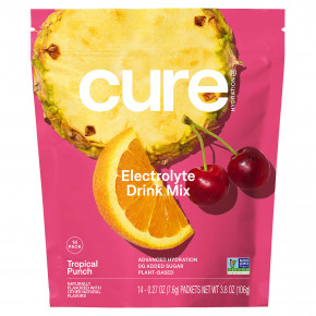 Cure Hydration, Electrolyte Drink Mix, Tropical Punch, 14 Packets, 0.27 oz (7.6 g) Each - описание | фото