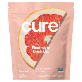 Cure Hydration, смесь электролитов для гидратации, грейпфрут, 14 пакетиков по 8,3 г (0,29 унции) каждый в Москве - eco-herb.ru | фото