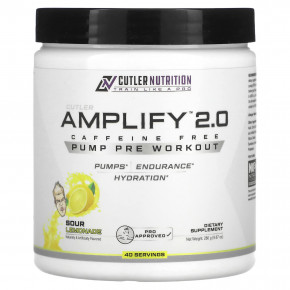 Cutler Nutrition, Amplify 2.0, накачка перед тренировкой, без кофеина, кислый лимонад, 280 г (9,87 унции) в Москве - eco-herb.ru | фото