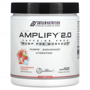 Cutler Nutrition, Amplify 2.0, накачка перед тренировкой, без кофеина, со вкусом клубники, 216 г (7,62 унции) в Москве - eco-herb.ru | фото