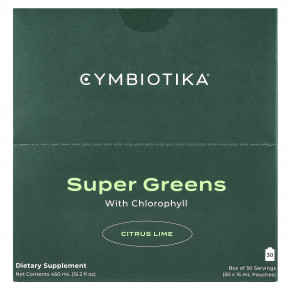 Cymbiotika, Super Greens, с хлорофиллом, цитрусовым и лаймом, 30 пакетиков (15 мл) каждый в Москве - eco-herb.ru | фото