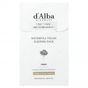 d'Alba, Waterfull, веганская ночная маска, 12 пакетиков по 4 мл (0,13 жидк. унции) - описание | фото