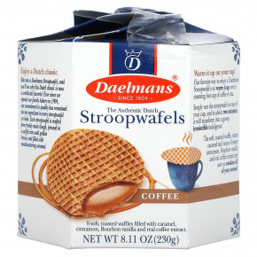 Daelmans, Strookwafels, кофе, 8 вафель, 230 г (8,11 унции) - описание