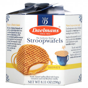 Daelmans, Stroopwafels, мед, 8 вафель, 230 г (8,11 унции) - описание | фото