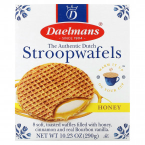 Daelmans, Stropwafels, мед, 8 вафель, 290 г (10,23 унции) - описание