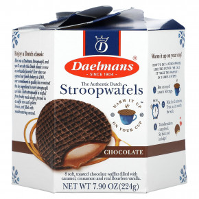 Daelmans, Stropwafels, шоколадные вафли, 8 вафель, 224 г (7,9 унции) - описание | фото