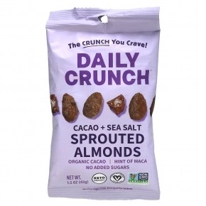 Daily Crunch, Sprouted Almonds, Cacao + Sea Salt, 1.5 oz (42 g) - описание