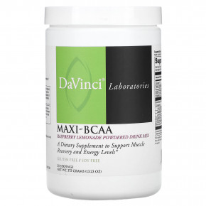 DaVinci Laboratories, Maxi-BCAA, смесь для порошковых напитков, малиновый лимонад, 375 г (13,23 унции) - описание | фото