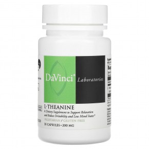 DaVinci Laboratories of Vermont, L-теанин, 200 мг, 30 капсул - описание
