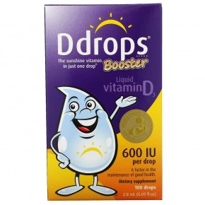Ddrops, Booster, улучшенный жидкий витамин D3, 600 МЕ, 2,8 мл (0,09 жидк. унций) в Москве - eco-herb.ru | фото