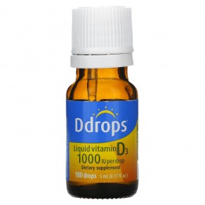 Ddrops, Жидкий витамин D3, 1000 МЕ, 0,17 жидких унций (5 мл) в Москве - eco-herb.ru | фото