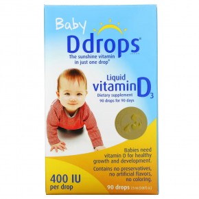 Ddrops, жидкий витамин D3 для детей, 400 МЕ, 90 капель, 2,5 мл (0,08 мл) в Москве - eco-herb.ru | фото