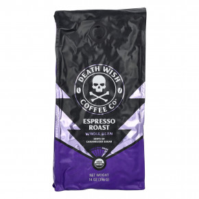 Death Wish Coffee, Dark, цельные бобы, обжарка эспрессо, 396 г (14 унций) - описание