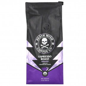 Death Wish Coffee, Молотый, обжаренный эспрессо, 255 г (9 унций) - описание