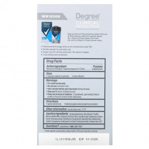 Degree, Для мужчин, Clinical Protection, Clean, дезодорант-антиперспирант, 48 г (1,7 унции) в Москве - eco-herb.ru | фото