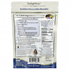 DelighTeas, аюрведическая травяная смесь, одуванчик и цикорий, альтернатива кофе, без кофеина, 170 г (6 унций) в Москве - eco-herb.ru | фото