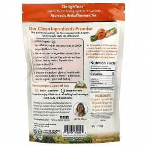 DelighTeas, Аюрведический травяной чай с куркумой, без кофеина, 30 роскошных чайных пакетиков в форме пирамидки, 120 г (4,2 унции) в Москве - eco-herb.ru | фото