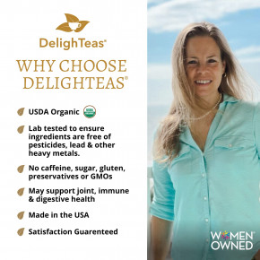 DelighTeas, Аюрведический травяной чай с куркумой, без кофеина, 30 роскошных чайных пакетиков в форме пирамидки, 120 г (4,2 унции) в Москве - eco-herb.ru | фото